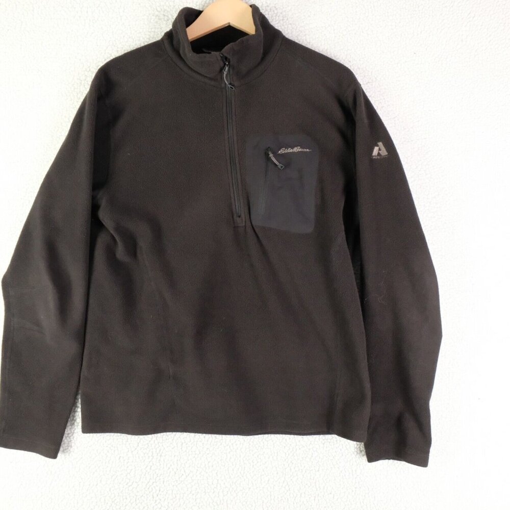 Eddie Bauer First Accent Sweater Mens Medium Black Lightweight Half Zip